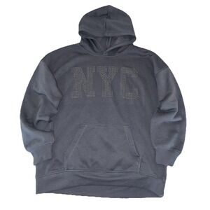 SO Hoodie Kids Girls XL 14 Gray NYC Studded Fleece NEW